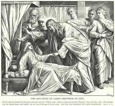 De Dochter van Jairus Hersteld tot Leven door Julius (after) Schnorr von Carolsfeld