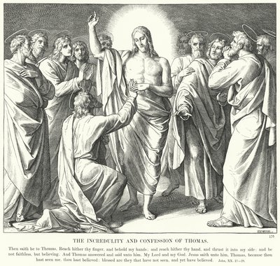 De Ongeloof en Bekentenis van Thomas door Julius (after) Schnorr von Carolsfeld
