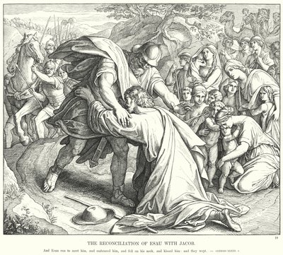 De verzoening van Esau met Jakob door Julius (after) Schnorr von Carolsfeld