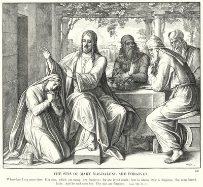De zonden van Maria Magdalena worden vergeven door Julius (after) Schnorr von Carolsfeld