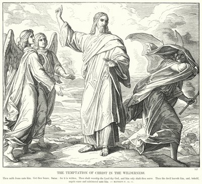 De verzoeking van Christus in de woestijn door Julius (after) Schnorr von Carolsfeld