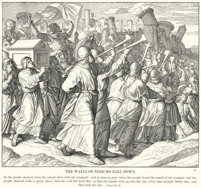 De muren van Jericho vallen door Julius (after) Schnorr von Carolsfeld