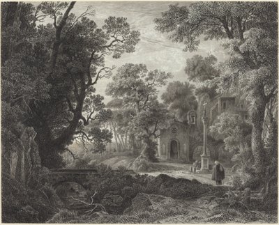 Een boskapel in de avond door Julius Albert Elsasser