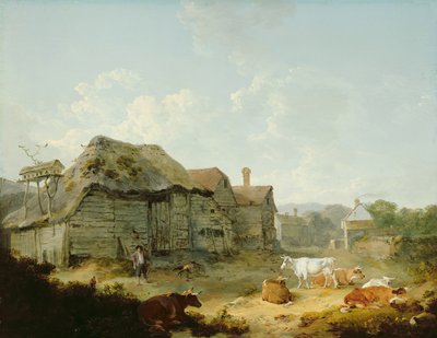 Een Boerderij, Otford, Kent door Julius Caesar Ibbetson