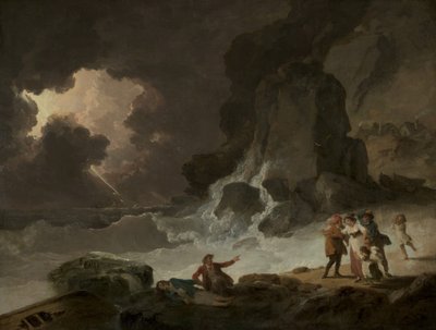 Een storm achter het eiland Wight door Julius Caesar Ibbetson