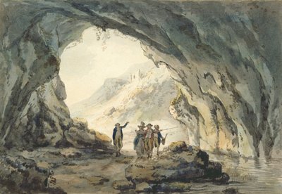 Reizigers bij een grot door Julius Caesar Ibbetson