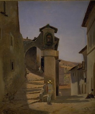 Straatscène in Subiaco, Italië door Julius Friedlænder