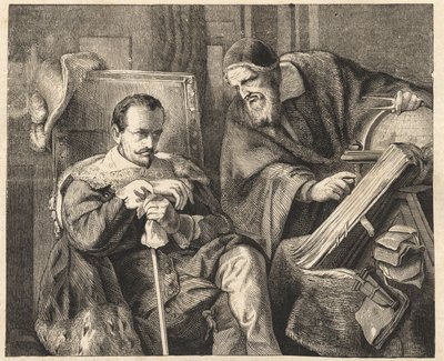 Albrecht von Wallenstein met de astroloog Giovanni Battista Seni naar een schilderij van Julius Schrader door Julius Friedrich Anton (after) Schrader