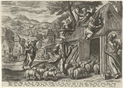 Petrus als goede herder door Julius Goltzius