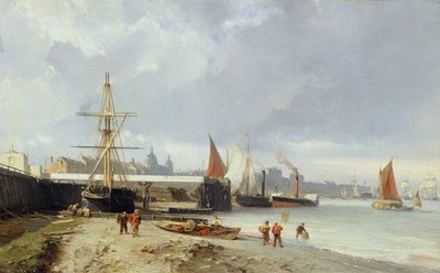 De dokken aan de oever bij Greenwich door Julius Hintz