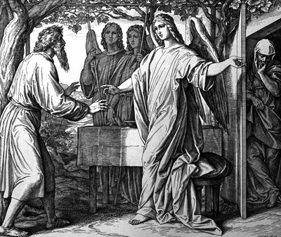 Engelen kondigen Abraham de geboorte van Isaak aan door Julius Schnorr von Carolsfeld