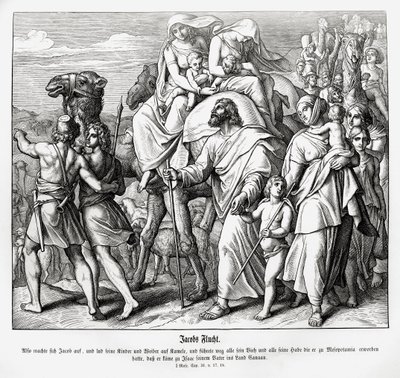 Jakobs vlucht naar Kanaän, Genesis door Julius Schnorr von Carolsfeld