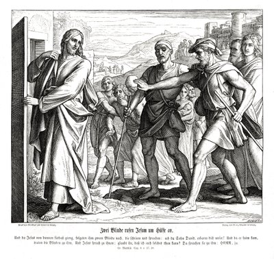 Jezus en de blinden, Evangelie van Matteüs door Julius Schnorr von Carolsfeld