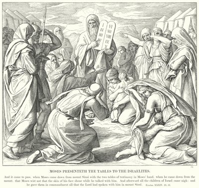 Mozes presenteert de tafelen aan de Israëlieten door Julius Schnorr von Carolsfeld