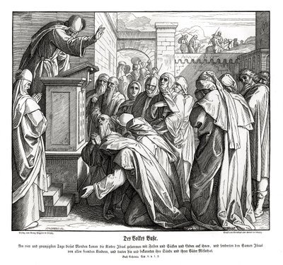 Berouw van het volk, Nehemia door Julius Schnorr von Carolsfeld