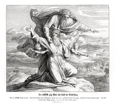 De Heer toont Mozes het beloofde land, Deuteronomium door Julius Schnorr von Carolsfeld