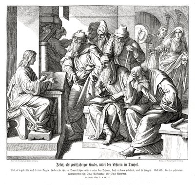 Het kind Jezus in de tempel, Evangelie van Lucas door Julius Schnorr von Carolsfeld