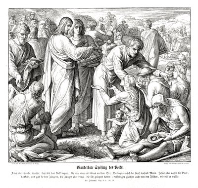 De voeding van de 5000, Evangelie van Johannes door Julius Schnorr von Carolsfeld