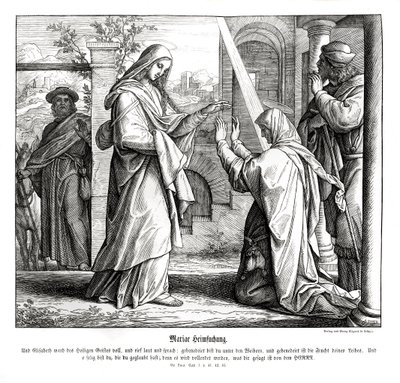 Bezoek van Maria, Evangelie van Lucas door Julius Schnorr von Carolsfeld