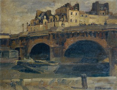 Parijse landschap met Pont Neuf door Julius Ullmann