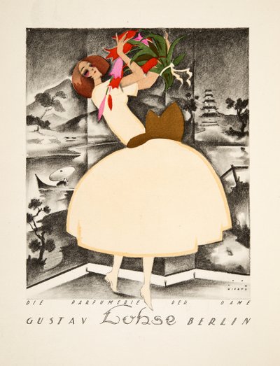 Advertentie voor Gustav Lohse, Berlijn, Parfum voor vrouwen, uit Styl, pub.1922 (pochoir print) door Jupp Wiertz
