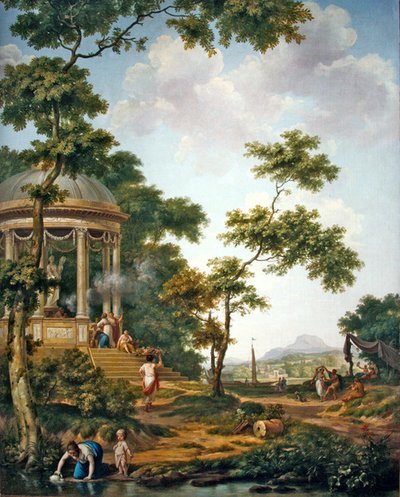 Arcadisch landschap met een tempel door Jurriaan Andriessen