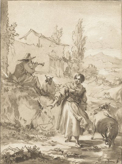 Herder met schalmei door Jurriaan Cootwijck