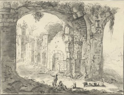Landschap met ruïne door Jurriaan Cootwijck
