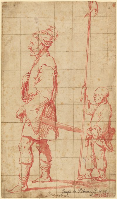 Een potentaat vergezeld door zijn hellebaarddrager door Jusepe de Ribera