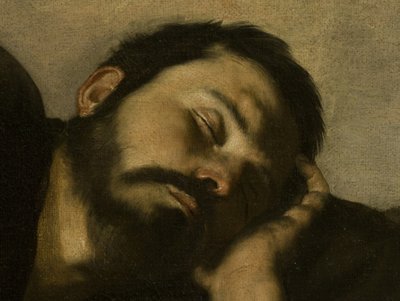 Jakobs droom, detail van het gezicht door Jusepe de Ribera