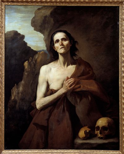 Portret van Sint Maria de Egyptische, boeteling in de woestijn schilderij door Jose de Ribera door Jusepe de Ribera