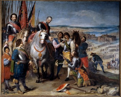 Dertigjarige oorlog: De Nederlandse gouverneur overhandigde de sleutels aan de markies van Balbases, Ambrosio de Spinola, die Juliers in 1622 veroverde door Jusepe or Jose (c.1605 1656) Leonardo