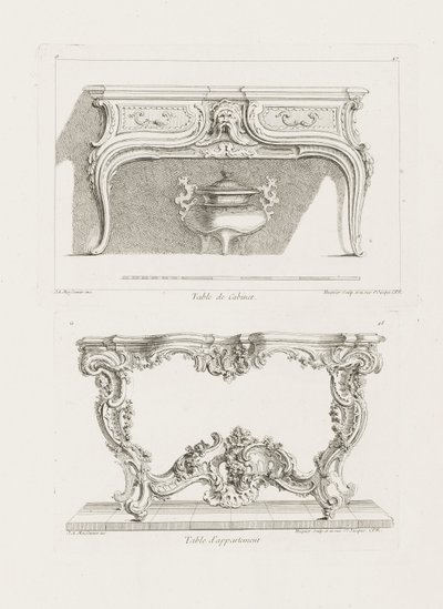 Table de Cabinet, 6e plaat, pl. 47 in Oeuvre door Juste Aurèle Meissonnier