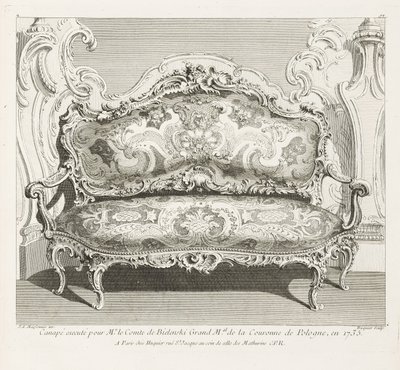 Canapé uitgevoerd voor de graaf van Bielinski in 1735, 4e plaat door Juste Aurèle Meissonnier