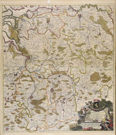 Ducatus Brabantiae tabula : continens Sacri imperii Marchionatum et Dominium Mechliniense / de novo accurate emendata per Iustinum Danckerum. door Justus Danckerts