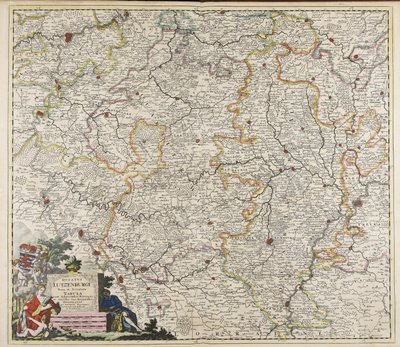 Ducatus Lutzenburgi nova et accurata tabula : cum adjacentibus provinciis et omnibus suis regionibus delineatio / per Iustinum Danckerts door Justus Danckerts
