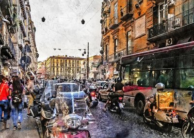 Drukke straat in een Europese stad door Justyna Jaszke