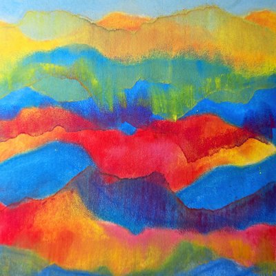Kleurrijk abstract landschap door Justyna Jaszke