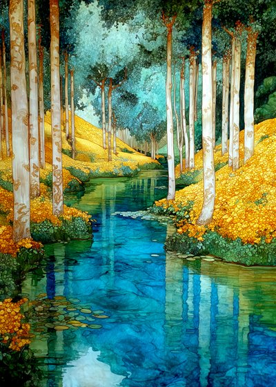 De rivier in het betoverde bos door Justyna Jaszke