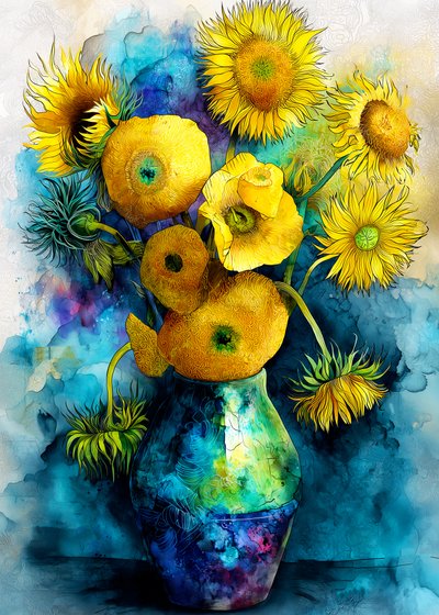 Natuurkunst met zonnebloemen door Justyna Jaszke