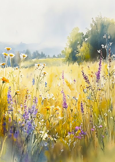 Zonnige wilde bloemenweide door Justyna Jaszke