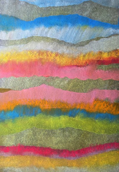 Levendig abstract landschap door Justyna Jaszke