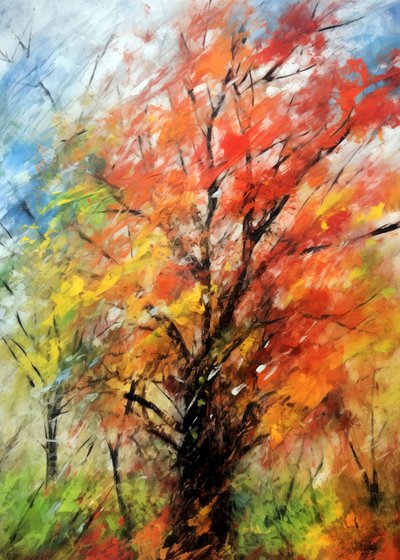 Kleurrijke herfstboom door Justyna Jaszke