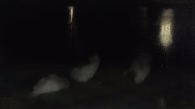 Nocturne. Zwanen in de Saksische Tuin in Warschau bij nacht door Jozef Pankiewicz