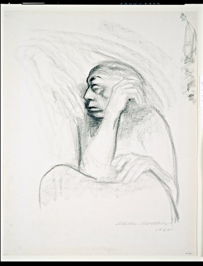 Zelfportret met de hand van de dood, 1924 door Käthe Kollwitz