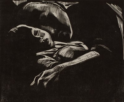 Slapende vrouw met kind door Käthe Kollwitz