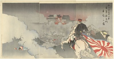 De geallieerde troepen vallen Peking aan; de Japanse troepen voor de poort van Chaoyang. door Kajita Hanko