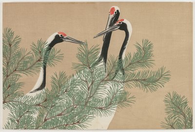 Bloemen van Honderd Werelden: Kraanvogels door Kamisaka Sekka