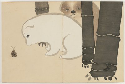 Bloemen van Honderd Werelden: Puppies door Kamisaka Sekka