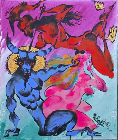 Blauwe Demon Roze Naakt door Kanat Ibragimov